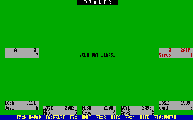 Ken Uston's Profe$$ional Blackjack IBM PC/Compatibles Screenshot: I won, some of the players lost.