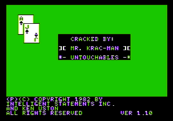 Ken Uston's Profe$$ional Blackjack Apple II Screenshot: Title screen.