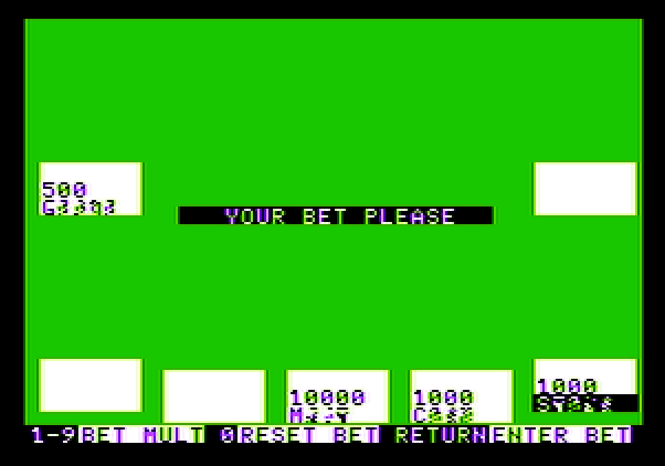 Ken Uston's Profe$$ional Blackjack Apple II Screenshot: Place your bets.