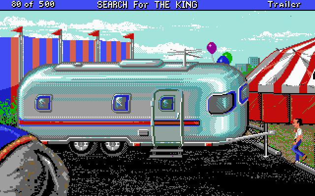 Les Manley in: Search for the King IBM PC/Compatibles Screenshot: I wonder who lives in this trailer?