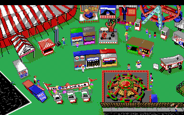 Les Manley in: Search for the King IBM PC/Compatibles Screenshot: View of the circus grounds.