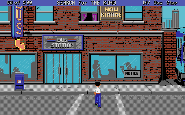 Les Manley in: Search for the King IBM PC/Compatibles Screenshot: Time to start exploring...