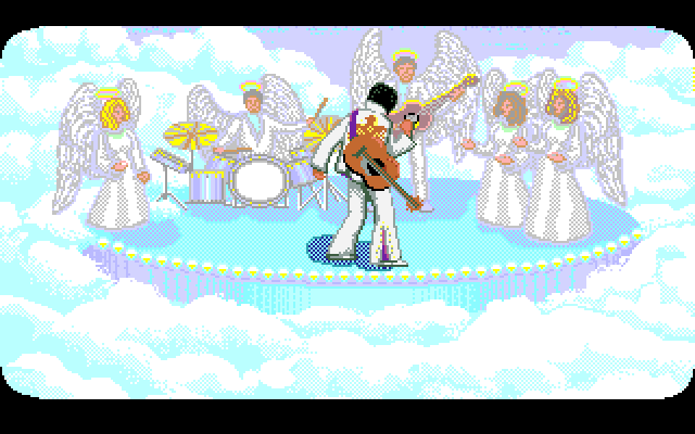 Les Manley in: Search for the King IBM PC/Compatibles Screenshot: Les finds Elvis in heaven...