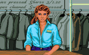 Les Manley in: Search for the King for IBM PC/Compatibles - Picking up a suit at the cleaners...
