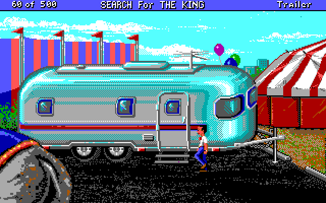 Les Manley in: Search for the King IBM PC/Compatibles Screenshot: Hmm, who lives in this trailer?