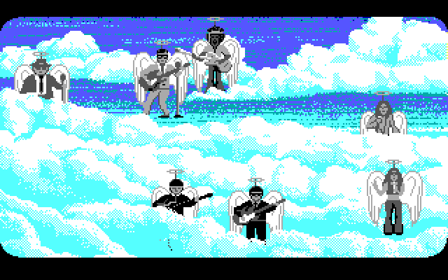 Les Manley in: Search for the King IBM PC/Compatibles Screenshot: A number of musicians in heaven...