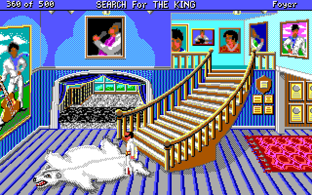 Les Manley in: Search for the King IBM PC/Compatibles Screenshot: Welcome to the mansion!