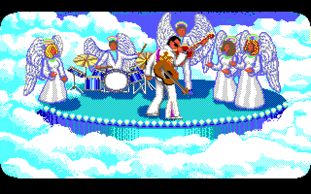 Les Manley in: Search for the King IBM PC/Compatibles Screenshot: A rare view of Elvis!