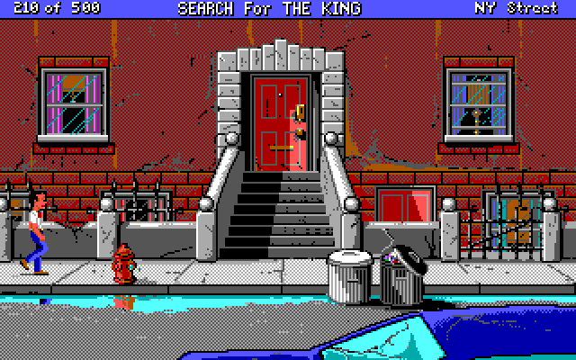 Les Manley in: Search for the King IBM PC/Compatibles Screenshot: Hmm, who lives here?