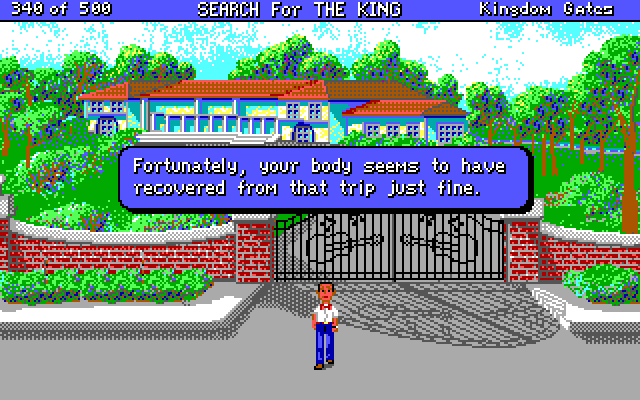 Les Manley in: Search for the King IBM PC/Compatibles Screenshot: Welcome to The Kingdom!