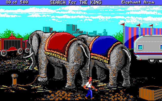 Les Manley in: Search for the King IBM PC/Compatibles Screenshot: Les gets to work...