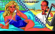 Les Manley in: Search for the King for IBM PC/Compatibles - Stella calls the phone in the middle of the desert for no reason...