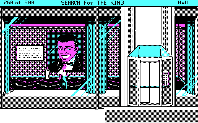 Les Manley in: Search for the King IBM PC/Compatibles Screenshot: Hotel elevator.