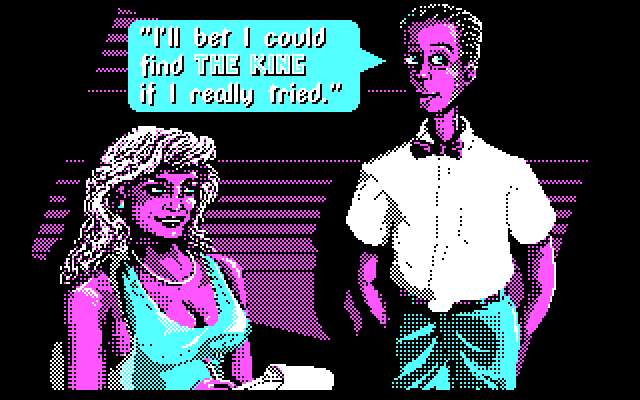 Les Manley in: Search for the King IBM PC/Compatibles Screenshot: Les thinks he can locate the king...