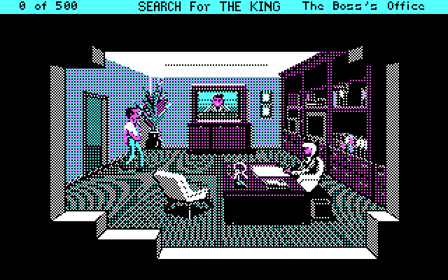 Les Manley in: Search for the King IBM PC/Compatibles Screenshot: Les talks with his boss...