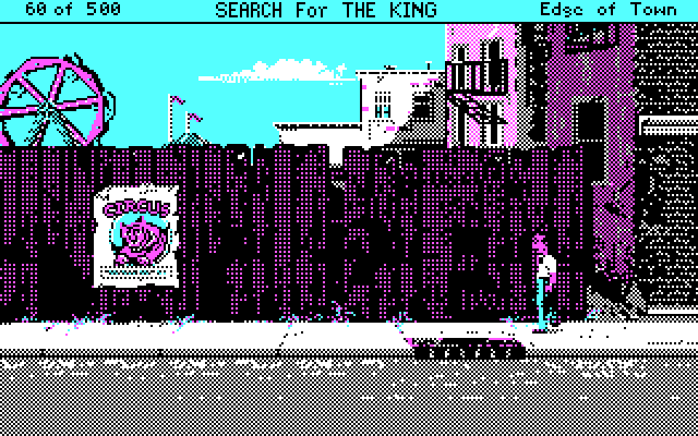 Les Manley in: Search for the King IBM PC/Compatibles Screenshot: Hmm, there's a circus nearby!