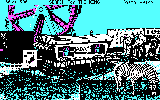 Les Manley in: Search for the King IBM PC/Compatibles Screenshot: Outside the fortune teller...