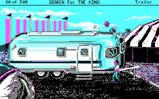 Les Manley in: Search for the King IBM PC/Compatibles Screenshot: Hmm, who's in this trailer?