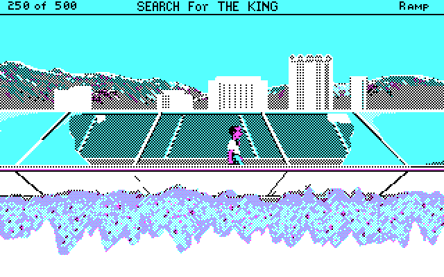 Les Manley in: Search for the King IBM PC/Compatibles Screenshot: The long path to the hotel lobby...