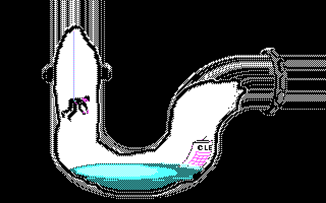 Les Manley in: Search for the King IBM PC/Compatibles Screenshot: The worlds smallest man on a mission in a pipe!