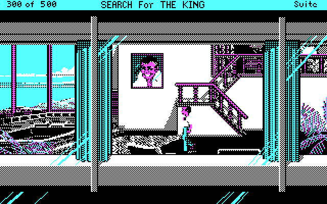 Les Manley in: Search for the King IBM PC/Compatibles Screenshot: Exploring the penthouse.