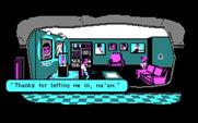 Les Manley in: Search for the King for IBM PC/Compatibles - Talking with an Elvis fan.