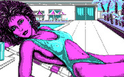 Les Manley in: Search for the King for IBM PC/Compatibles - Closeup view of the girl by the pool...