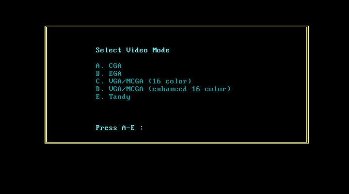 Les Manley in: Search for the King IBM PC/Compatibles Screenshot: Video mode selection.
