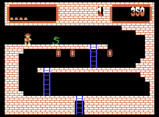 Montezuma's Revenge ColecoVision Screenshot: Ah, some treasure, and only one snake to avoid!