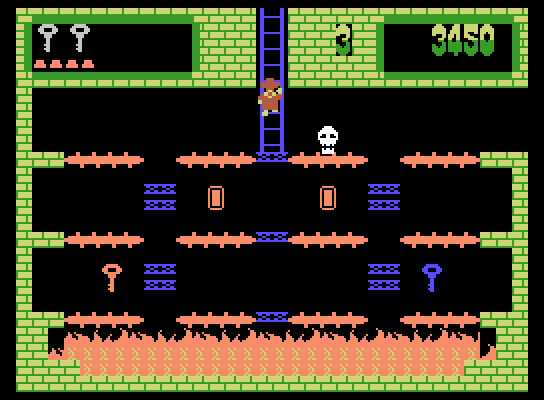 Montezuma's Revenge ColecoVision Screenshot: That red key will be difficult to reach...