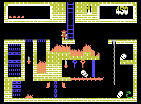 Montezuma's Revenge ColecoVision Screenshot: Lots of dangers on this screen!