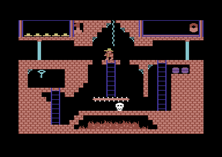 Montezuma's Revenge Commodore 64 Screenshot: The game begins here.