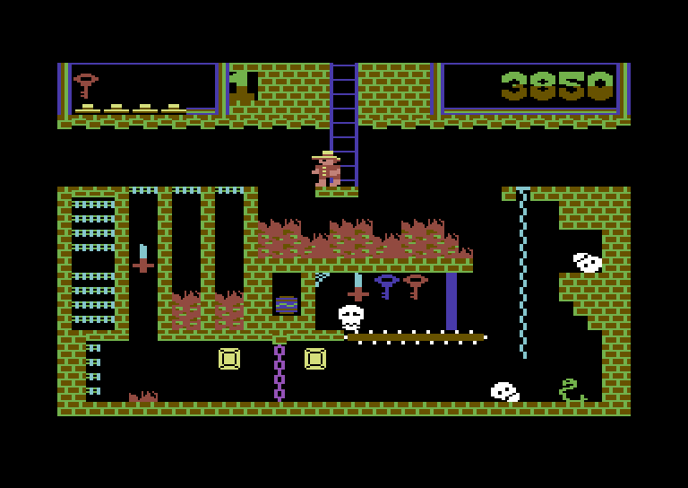Montezuma's Revenge Commodore 64 Screenshot: This screen can be tricky to navigate.
