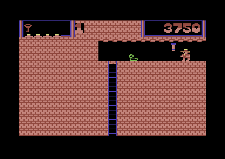 Montezuma's Revenge Commodore 64 Screenshot: Grab that torch to provide some protection.