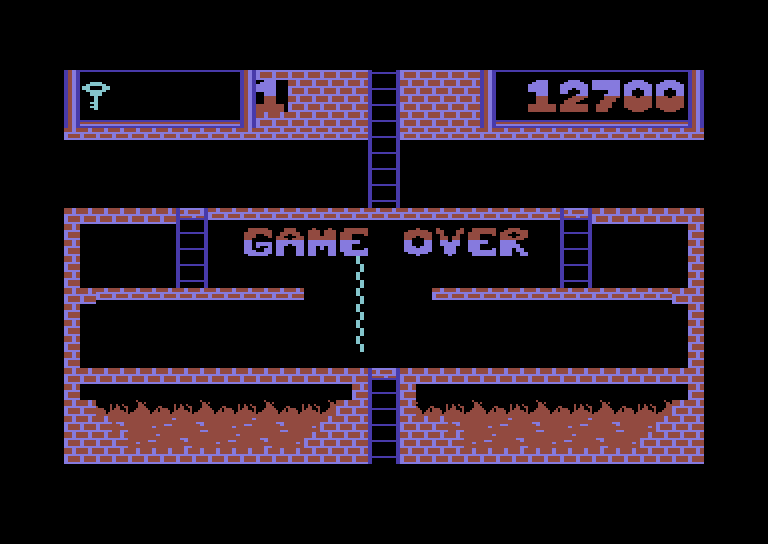 Montezuma's Revenge Commodore 64 Screenshot: Game over.