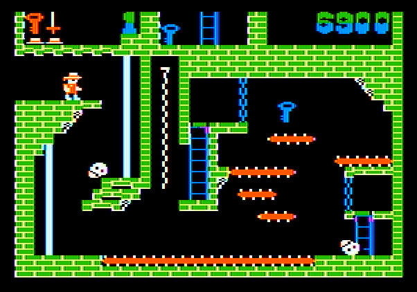Montezuma's Revenge Apple II Screenshot: This screen looks tricky...