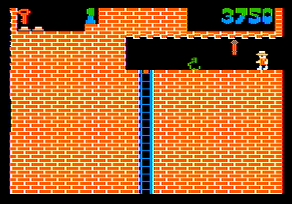 Montezuma's Revenge Apple II Screenshot: Get past this snake to climb down the ladder...