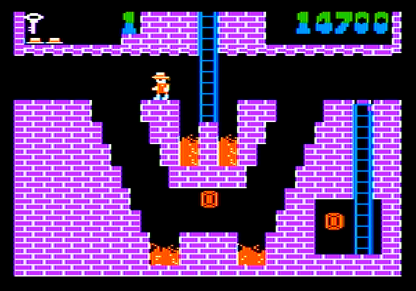 Montezuma's Revenge Apple II Screenshot: Some treasure to grab here!