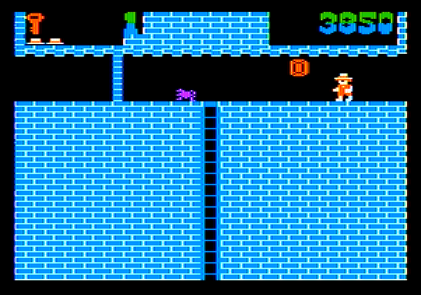 Montezuma's Revenge Apple II Screenshot: Avoid the spiders...