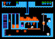 Montezuma's Revenge for Apple II - Cllimbing down a rope...