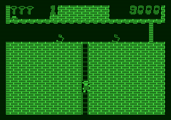 Montezuma's Revenge Apple II Screenshot: Climbing down a long ladder...