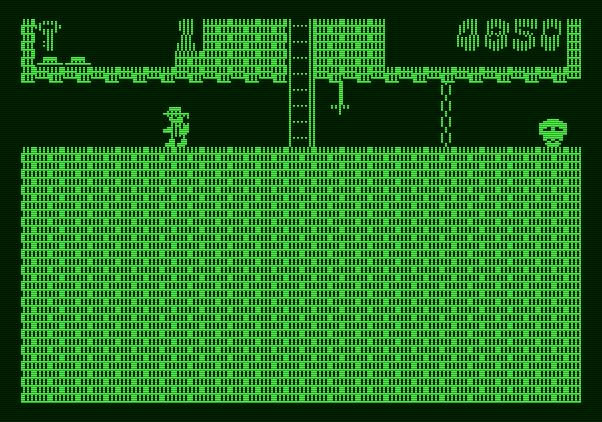 Montezuma's Revenge Apple II Screenshot: Skulls and other obstacles always get in the way...