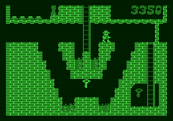 Montezuma's Revenge Apple II Screenshot: Don't fall in the fire trying to get that key.