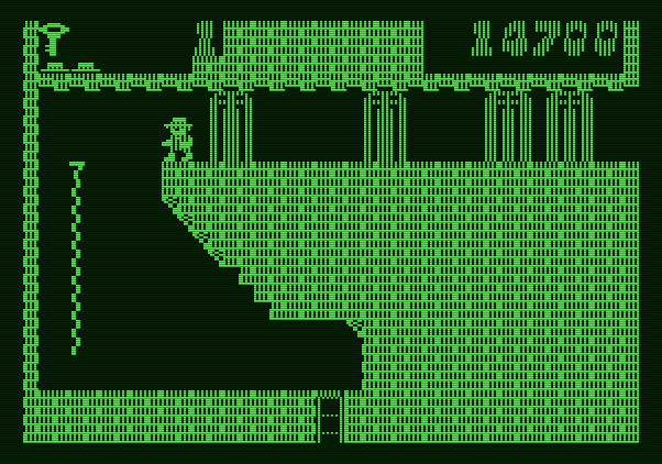 Montezuma's Revenge Apple II Screenshot: It takes four different keys to open all of these doors...