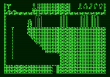 Montezuma's Revenge for Apple II - It takes four different keys to open all of these doors...