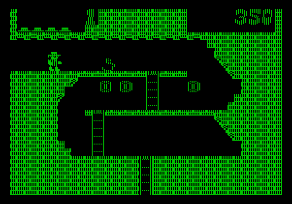 Montezuma's Revenge Apple II Screenshot: A snake! Get past the snake to collect some treasure.
