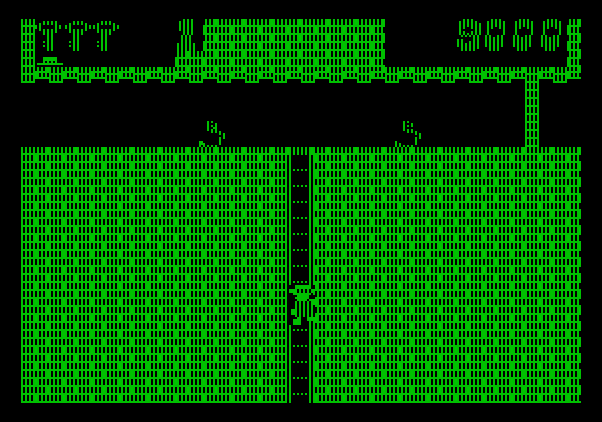 Montezuma's Revenge Apple II Screenshot: Climbing down a long ladder...