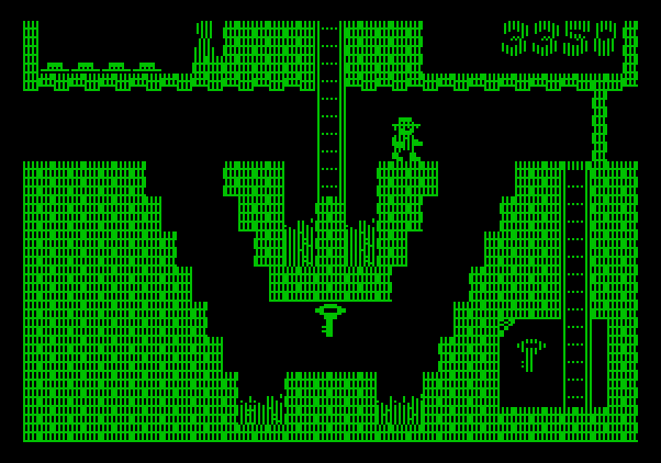 Montezuma's Revenge Apple II Screenshot: Don't fall in the fire trying to get that key.