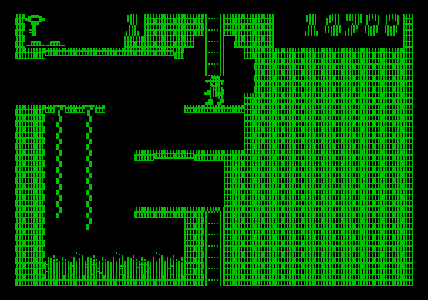 Montezuma's Revenge Apple II Screenshot: A long jump...can I make it?