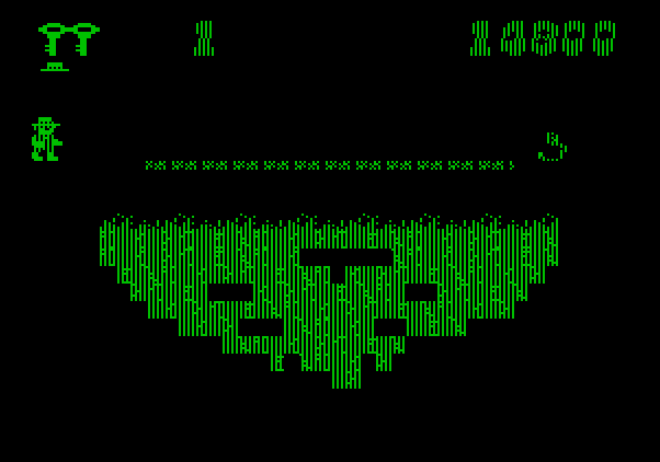 Montezuma's Revenge Apple II Screenshot: Who turned out the lights? It's difficult to see the path here...
